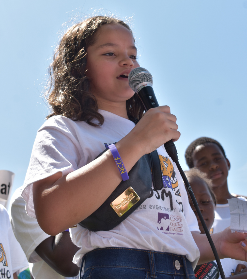 Young girl with microphone